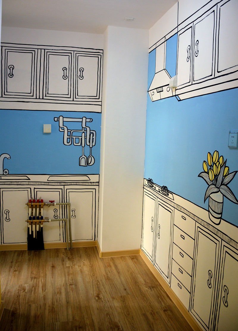 [房地产]潍坊房地产3d样板间墙体彩绘|德州清水样板房手绘壁画|大志