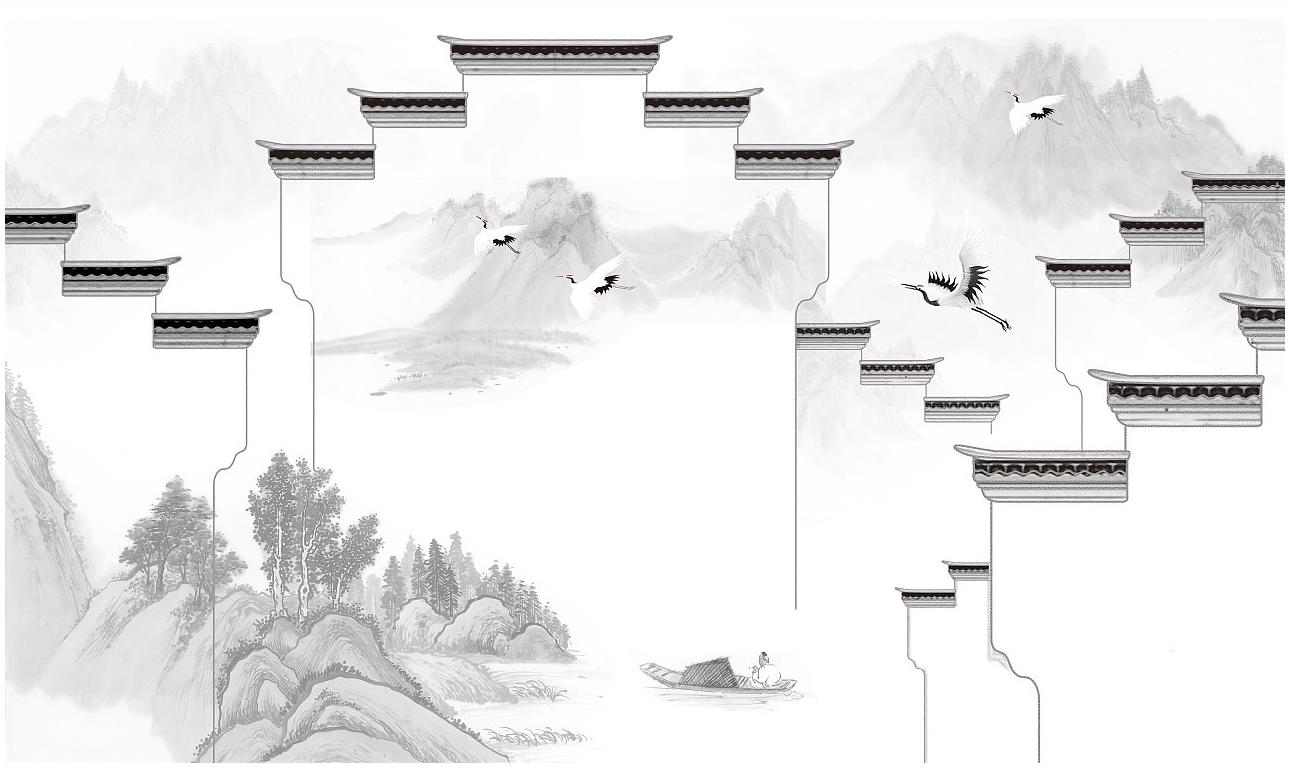 墙绘素材丨新中式·江南水乡墙绘分享