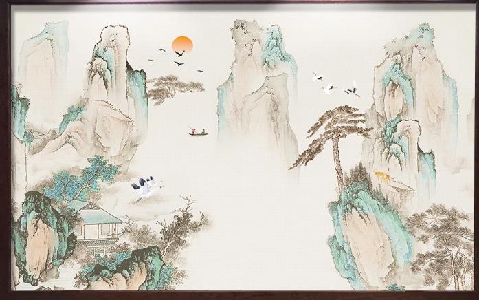 墙绘素材丨 新中式山水画—轻灵之美